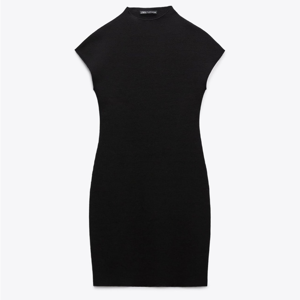 NWT | Zara | Short Stretch Knit Dress | Black | Small
